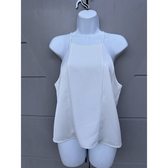 Parker Sutter Tank Satin Mixed Media Halter Cropped Party Top Sz M In Ivory - Picture 1 of 8